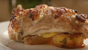 Hasselback Chicken with Cheesy Pancetta filling