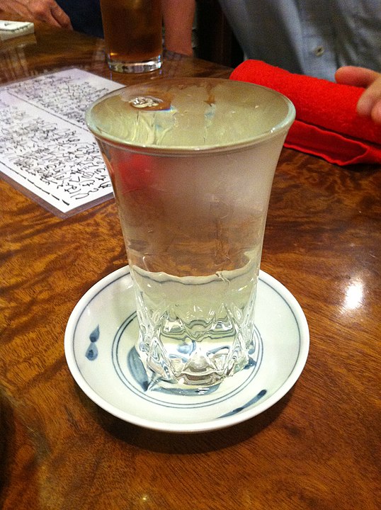 Huge glass of Japanese Rice Wine in a Restaurant