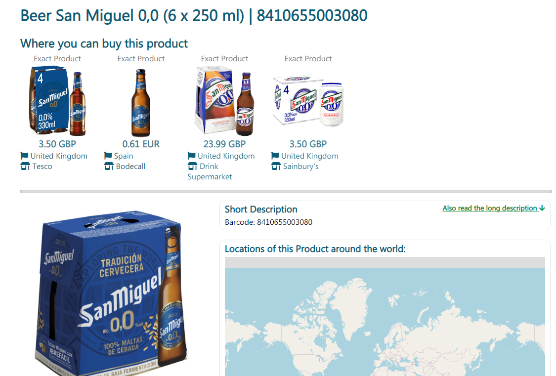 Vegan San Miguel Beer on the Food Index