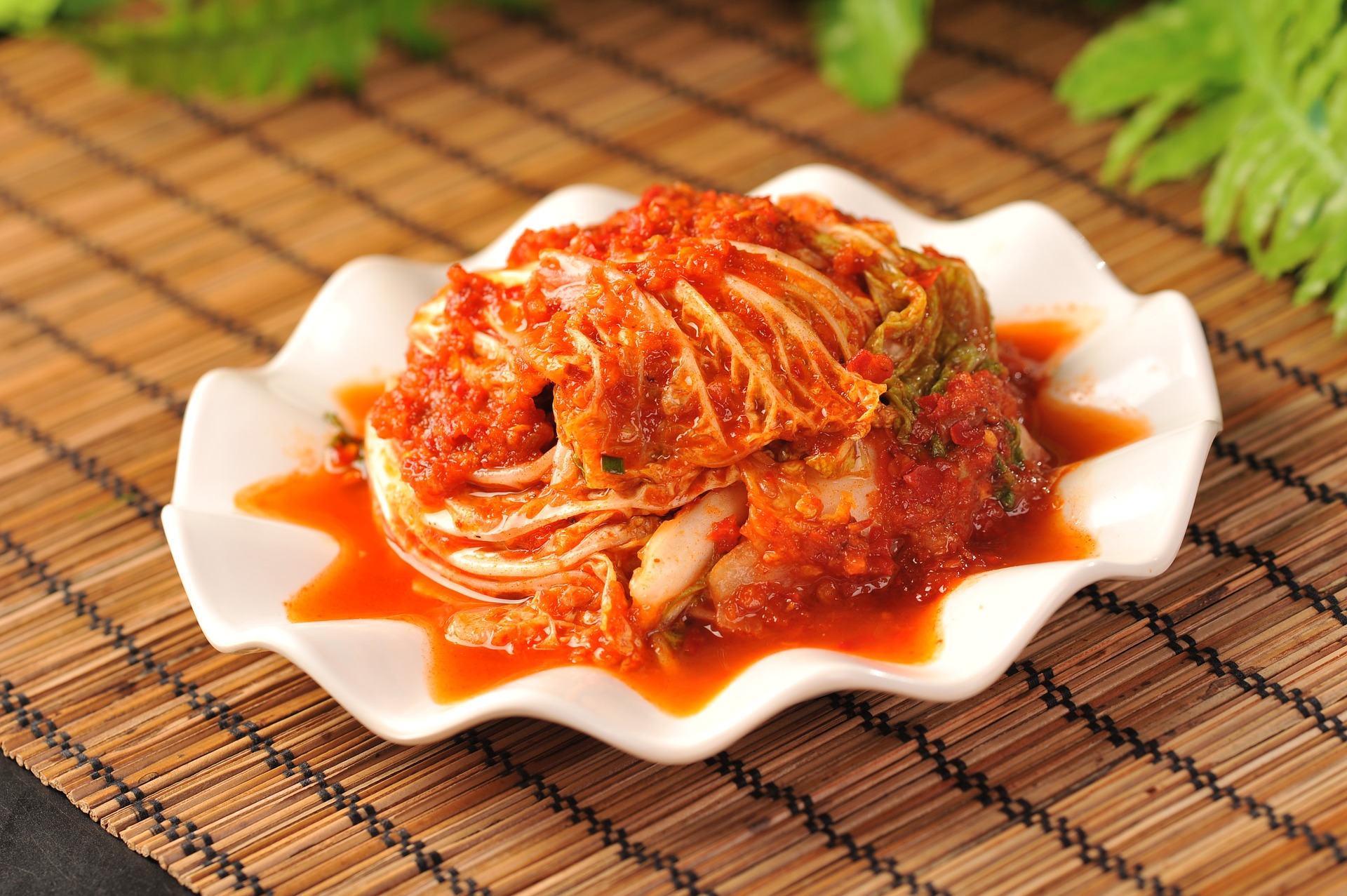 Mustard cabbage prepared in chili sauce.