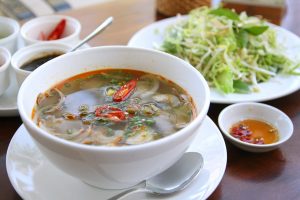 Rice noodles in a bowl