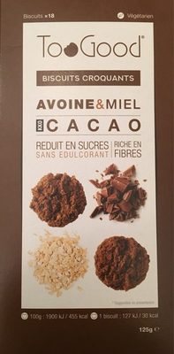 Biscuits croquants cacao avoine et miel
