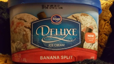 Kroger, deluxe ice cream, banana split - 0011110507334