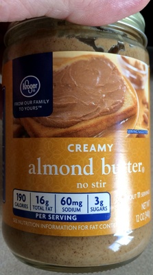 Kroger, creamy almond butter - 0011110791214