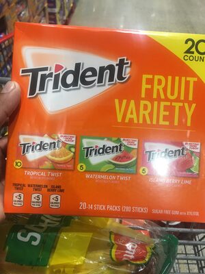 Trident gum assorted fruit sugar free1x20 pk - 0012546012256