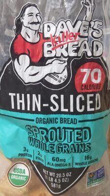 Thin sliced organic sprouted whole grain bread - 0013764028074