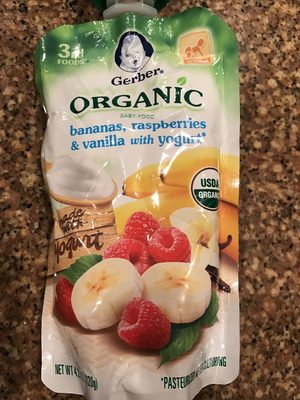 Organic baby food bananas, raspberries, & vanilla with yogurt  - 0015000075125