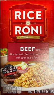 Rice A Roni Beef Flavored Rice 6.8 Ounce Paper Box - 0015300430280
