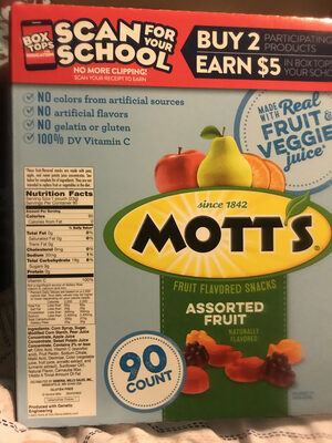 Mott's Fruit Flavored Snacks Assorted Fruit 90ct - 0016000477278