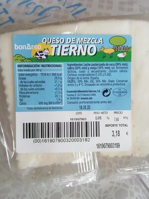 queso de mezcla tierno - 00161907900320003182