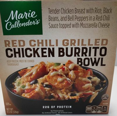 Red chili grilled chicken burrito bowl, red chili grilled