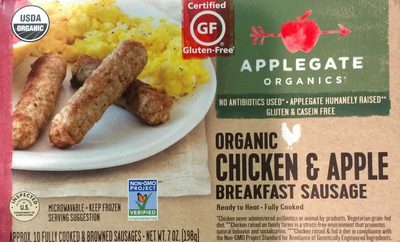 Organic chicken & apple breakfast sausage, chicken & apple - 0025317615006