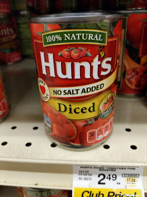 Hunt's Diced Tomatoes No Salt Added, 14.5 oz, 14.5 OZ - 0027000380499