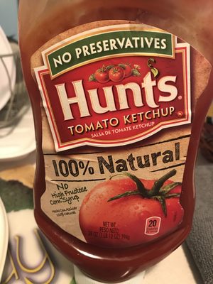 Hunt's 100% Natural Tomato Ketchup, 28 oz, 28 OZ - 0027000381823