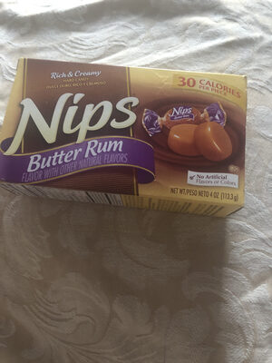 Nips, rich & creamy hard candy, butter rum - 0028000842444