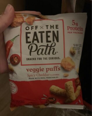 Off the eaten path spicy cheddar flavored veggie puffs snacks - 0028400225069
