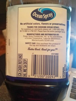 Ocean spray, blueberry juice cocktail, blueberry - 0031200200921