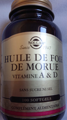 Huile De Foie De Morue - 100 Gélules - Solgar - 0033984009400