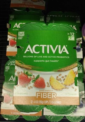 Lowfat fiber strawberry & pineapple probiotic yogurt - 0036632028846