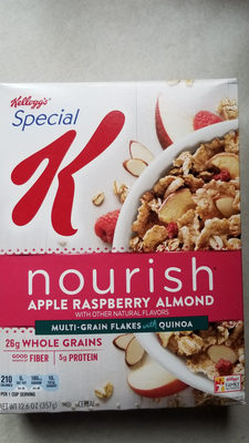 Multi-grain flakes with quinoa cereal, apple raspberry almond - 0038000182020