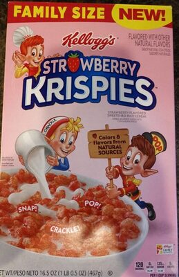 Strawberry flavored sweetened rice cereal, strawberry - 0038000192241