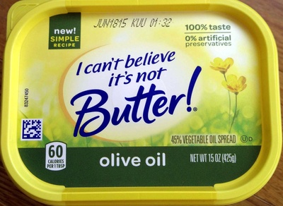 I can't believe it's not butter!, 45% vegetable oil spread, olive oil - 0040600221993