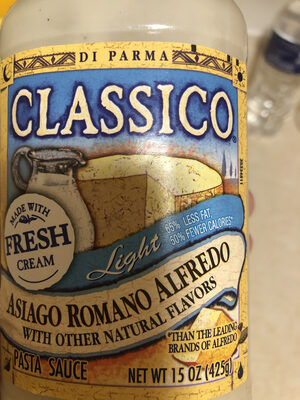 Classico, light asiago romano alfredo pasta sauce - 0041129411506