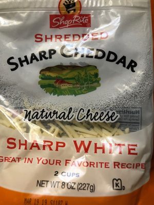 Shoprite, shredded sharp white cheddar cheese - 0041190458462