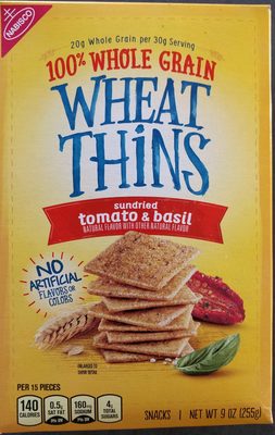 Nabisco wheat thins crackers sun dried tomato & basil 1x9 oz - 0044000030438