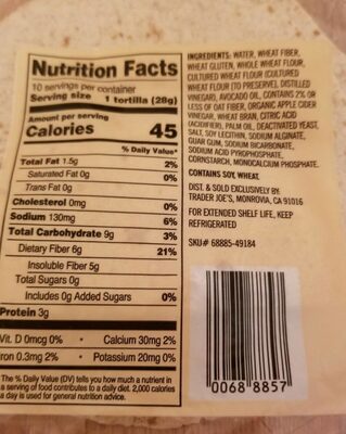 Trader Joe's carb savvy tortillas - 00688857