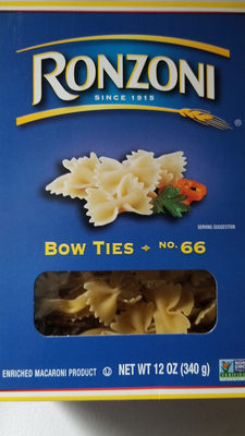 Ronzoni, enriched macaroni product, bow ties no. 66 - 0071300800669