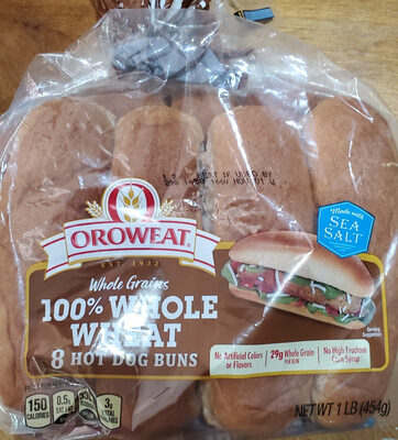 100% whole wheat hot dog buns, whole wheat - 0073410955925