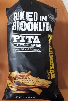 Baked in brooklyn, all natural pita chips, garlic & parmesan - 0074203991151