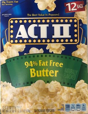 ACT II Fat Free Popcorn, 32.593 OZ - 0076150232202