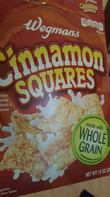 Wegmans, sweetened whole wheat & rice squares cereal, cinnamon - 0077890396384