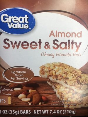 Almond sweet & salty chewy granola bars - 0078742074993