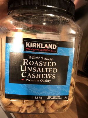 Kirkland Signature Unsalted Cashew Nuts Halves & Pieces: 1.13KG Tub - 0096619744039
