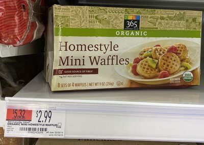 365 everyday value, organic homestyle mini waffles - 0099482436995