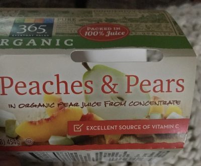 365 everyday value, organic juice for concentrate, peaches & pears - 0099482441784