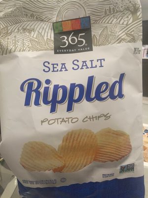 365 everyday value, rippled, potato chips, sea salt - 0099482444235