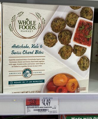 Whole foods market, artichoke, kale & swiss chard bites - 0099482454098