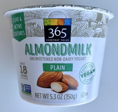 Plain almondmilk unsweetened non-dairy yogurt, plain almondmilk - 0099482476854