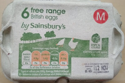 6 free range British eggs - 01217155