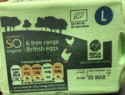 Free range eggs - 01298550