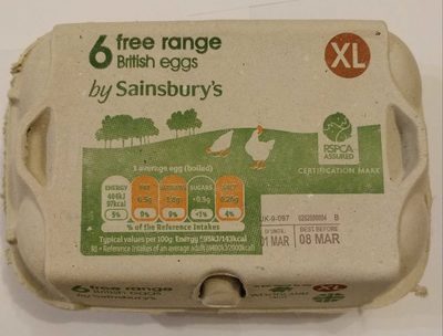 6 Free Range British Eggs XL - 01454482