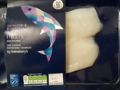 skinless and boneless 2 cod filets - 01720082