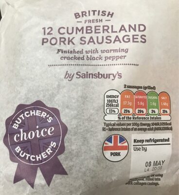 British 12 cumberland pork Sausages - 01772616