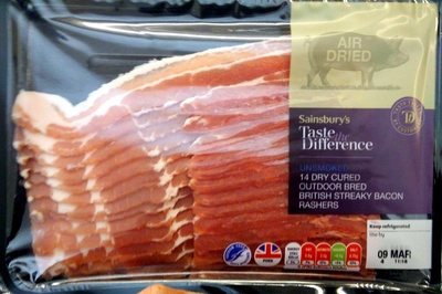 14 dry cured outdoor bred british streaky bacon rashers - 01785760