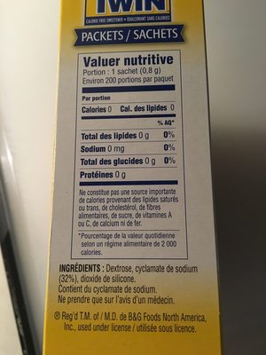 Sugar Twin, Calorie Free Sweetener Packets - 0605021977081