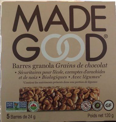 Barres de céréales made good grains de chocolat - 0687456213019